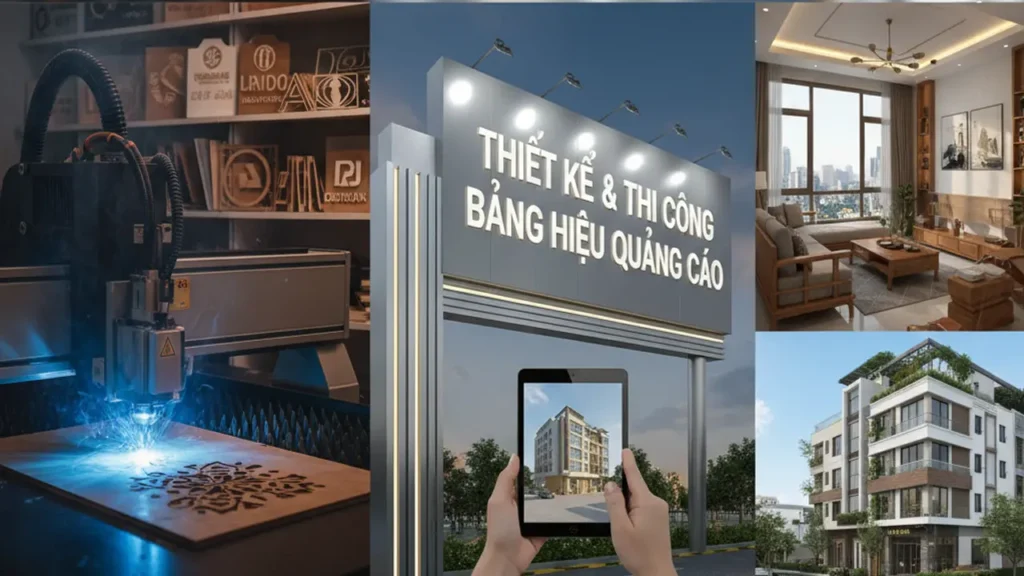 Thiết kế và thi công quảng cáo chuyên nghiệp tại Quảng Cáo NORA, với các dịch vụ bảng hiệu LED, biển hộp đèn và chữ nổi chất lượng cao